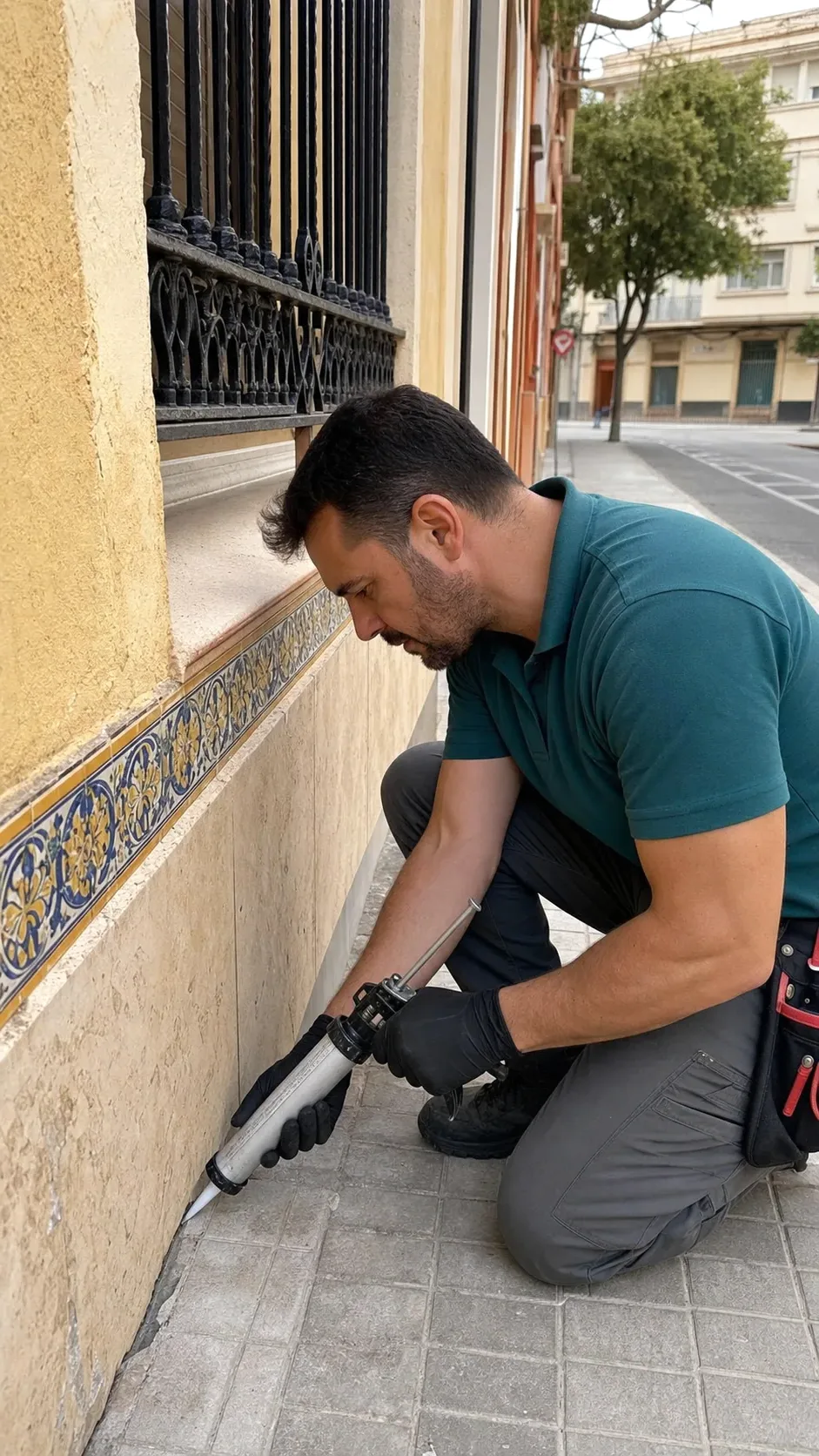 Sellado de grietas y accesos en una fachada